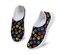 Kuiaobaty Frauen Slip-on Turnschuhe Mesh Flache Schuhe Sport Turnschuhe Frauen Laufschuhe Workout Schuhe Atmungsaktiv, Hundepfoten bunt, 39.5 EU