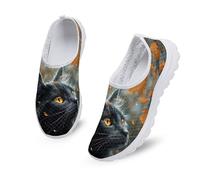 Kuiaobaty Freizeitschuhe für Damen, zum Reinschlüpfen, Tier, Dinosaurier, bunte Meerjungfrauen-Textur, Netzstoff, athletische Wanderschuhe für Damen, schwarze katze, 39.5 EU