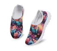 Kuiaobaty Freizeitschuhe für Damen, zum Reinschlüpfen, Tier, Dinosaurier, bunte Meerjungfrauen-Textur, Netzstoff, athletische Wanderschuhe für Damen, Aquarell, Rosen, Schmetterling, 41.5 EU