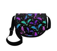 Kuiaobaty Kleine Schultertasche für Mädchen, süße Dinosaurier, Knödeltasche, Van Gogh-Druck, Crossbody-Tasche, Halloween Fledermäuse Sterne
