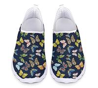 Kuiaobaty Lässige Mesh Turnschuhe Frauen Mode Turnschuhe Komfort Laufschuhe Atmungsaktive Walking Tennis Schuh Slip-on Schuh, Schmetterlinge Blau, 39.5 EU