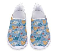 Kuiaobaty Lässige Mesh-Turnschuhe für Damen, modische Sneaker, bequeme Laufschuhe, atmungsaktiv, Walking-Tennisschuh, Slip-On-Schuh, Bauernhof-Hühner-Blumenmuster, 38 EU