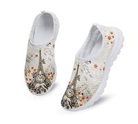 Kuiaobaty Lässige Mesh-Turnschuhe für Damen, modische Sneaker, bequeme Laufschuhe, atmungsaktiv, Walking-Tennisschuh, Slip-On-Schuh, Eiffelturm-Handtuch, 43.5 EU