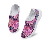 Kuiaobaty Lässige Netz-Turnschuhe für Damen, modische Sneaker, bequeme Laufschuhe, atmungsaktiv, Walking-Tennisschuh, Slip-On-Schuh, Dahlien-Blume, 39 EU