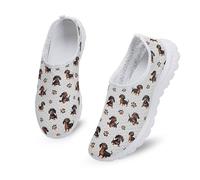 Kuiaobaty Lässige Netz-Turnschuhe für Damen, modische Sneaker, bequeme Laufschuhe, atmungsaktiv, Walking-Tennisschuh, Slip-On-Schuh, Dackel-Hundepfote, 42 EU