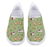 Kuiaobaty Lässige Netz-Turnschuhe für Damen, modische Sneaker, bequeme Laufschuhe, atmungsaktiv, Walking-Tennisschuh, Slip-On-Schuh, Meerschweinchen grün, 39 EU