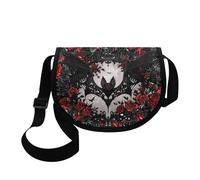 Kuiaobaty Monet Art Umhängetasche für Damen, kleine Hobos-Schultertaschen, Kolibri-Blumen, Halbmond-Tasche, Tote Handtaschen, Gothic Fledermaus Rose Blume, 9.1x 3.5x 7.1 inch (L x W x H)