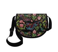 Kuiaobaty Süße Pandas Crossbody Tasche Umhängetasche für Frauen Neuheit Katzen Print Mädchen Mini Messenger Bag Crossover Satteltasche, Chinesische Drachen Blumen