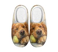 Kuiaobaty Vivid Animals Winter-Hausschuhe für Damen und Herren, flauschige Indoor-Schuhe, lustige Pfoten, rutschfeste Hausschuhe, Golden Retriever, 39.5/40 EU