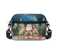 Kuiaobaty Weihnachten Crossbody Tasche für Damen, Halloween Damen Schultertasche Reißverschluss Tasche Handtasche für Alltag Urlaub, Weihnachtsmann Capybara, One Size