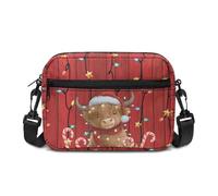 Kuiaobaty Weihnachten Crossbody Tasche für Damen, Halloween Damen Schultertasche Reißverschluss Tasche Handtasche für Alltag Urlaub, Weihnachtsrinder, One Size
