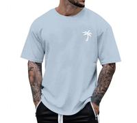 kuiazelit 2024 Oversize T-Shirt Herren Rundhals Kurzarm T-Shirts Männer Casual T-Shirt Sport Fitness Tops Sommer Sportshirt Bodybuilding Laufshirt 6XL T-Shirts für Männer Groß und Groß, hellblau, 5XL