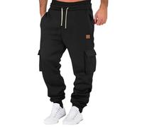 Kuiazelit Cargo-Arbeitshose für Herren - Fleece-gefütterte Hose für Herren, mehrere Taschen, elastische Taille, Kordelzug, konische Beine, lässige Loungehose, Kampfhose, Golfhose, Herren-Cargohose,