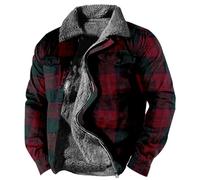 kuiazelit Herren Militärjacke Taktische Warme Fleece Wintermantel Windbreaker Dicker Reverskragen Combat Casual Cargo Jacke Sherpa Gefüttert Holzfäller Karo Jacke Thermo Gesteppte Arbeitskleidung,