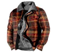 kuiazelit Herren Militärjacke Taktische Warme Fleece Wintermantel Windbreaker Dicker Reverskragen Combat Casual Cargo Jacke Sherpa Gefüttert Holzfäller Karo Jacke Thermo Gesteppte Arbeitskleidung,