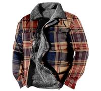 kuiazelit Herren Militärjacke Taktische Warme Fleece Wintermantel Windbreaker Dicker Reverskragen Combat Casual Cargo Jacke Sherpa Gefüttert Holzfäller Karo Jacke Thermo Gesteppte Arbeitskleidung,