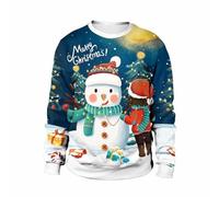 Kuiazelit Weihnachtspullover für Herren - Lustiges Weihnachts-Sweatshirt, Weihnachtsbaum-Tops, lässig, langärmelig, Pullover, hässliche Weihnachtsmann-Sweatshirts, festlicher Pullover, blau, 6XL
