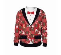 Kuiazelit Weihnachtspullover Herren - Neuheit Lustiger Weihnachtspullover Weihnachtsbaumspitzen Lässiger Langarm Weihnachtspulloverpullover Langarmpullover Hässlicher Weihnachtspullover Festlicher