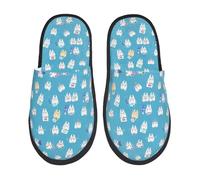 Kuilepa Hausschuhe für Damen, niedlich, gesunder Zahnaufdruck, flauschig, für drinnen und draußen, Winter, Schwarz, 6-8.5 Women/6-8 Men