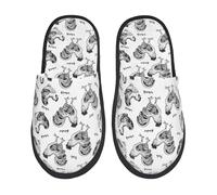 Kuilepa Hausschuhe für Damen, Retro-Hahn bedruckt, flauschig, für drinnen und draußen, Winter