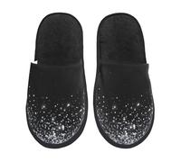 Kuilepa Silver Glitter 1 Damen-Hausschuhe, flauschig, zum Reinschlüpfen, für drinnen und draußen, Winter