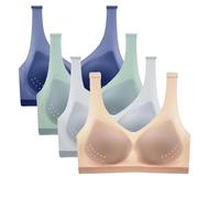KUIPATE Ultradünner Eisseiden-Lifting-BH, Seide, nahtloser Kühl-BH für Damen, große Größe, 4 Stück - C, 4X-Large