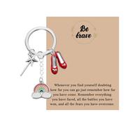 KUIYAI Rubin-Hausschuh-Schlüsselanhänger, musikalisch inspiriertes Geschenk, magischer Stern, Zauberstab, Schlüsselanhänger für Freunde, inspirierendes Geschenk, Be Brave Oz UK, S