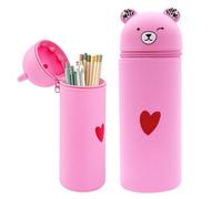 KUIZHEN Legami Silikon Federmäppchen, Kawaii 2-in-1 Schulmäppchen aus Weichem Silikon, Legami Schulmäppchen, Tischstifthalter Tiere mit Reißverschluss fur Buntstifte, Marker