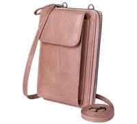 KUKOO Kleine Umhängetaschen für Frauen PU-Leder Handy Geldbörse Geldbörse mit Kreditkartenfächern, Pink