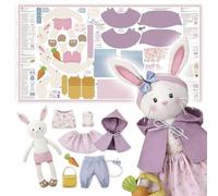 kullaloo Cut & Sew Stoff Paneel auf Baumwolle - Hasen Anziehpuppe selber nähen, inkl. Häschen, Shirt, Rock, Umhang und mehr - Öko-Tex 100 zertifiziert - Dress Me Besties BIBBY BUNNY