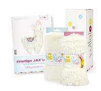 kullaloo Lama Nähset wollweiß Schenken - Papierschnittmuster + Zwei passende Plüschstoffe in Geschenkbox