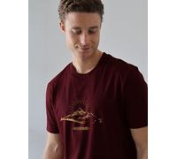 Kultgut Artdesign- Biofair Shirt / Hand Drawn Mountains dunkelrot XXL