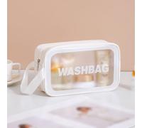 Kulturbeutel aus PU-Kunststoff, großes Fassungsvermögen, mattiert, transparent, geeignet für Badezimmer und Zuhause, egal ob Sie ins Fitnessstudio gehen (weiß, 63,5 x 20,3 x 35,6 cm)