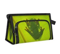 Kulturbeutel für Damen, Herren, Mädchen, Jungen, Frosch, multifunktionale Make-up-Tasche, Kulturbeutel, Kosmetik-Organizer, Duschtasche mit grünen Blättern, farbe, M, Taschen-Organizer