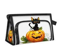 Kulturbeutel für Damen, Herren, Mädchen, Jungen, Halloween, Kürbis, multifunktionale Make-up-Tasche, Kulturbeutel, Kosmetik-Organizer, Duschtasche, Kürbismotiv, Schwarz, farbe, M, Taschen-Organizer