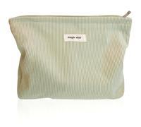 Kulturbeutel für Damen, Kosmetiktasche für Damen, Reisezubehör, Kosmetiktasche aus geripptem Samt für Schule, Reisen, Shopping, grün, altmodisch