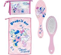Kulturbeutel für Reisen, Zubehör Minnie mit Kamm, Handtuch und Tasche Minnie - Kulturbeutel Minnie für Reisen oder Schule, Rosa, Transparente Kosmetiktasche mit Reißverschluss