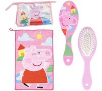 Kulturbeutel für Reisen, Zubehör Peppa Wutz mit Kamm, Handtuch und Tasche Peppa Wutz - Kulturbeutel Peppa Wutz für Reisen oder Schule, Rosa, Transparente Kosmetiktasche mit Reißverschluss