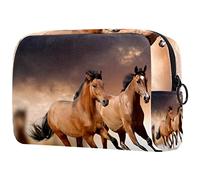 Kulturbeutel Für Unterwegs Laufendes Braunes Pferd Organizer Tragbare Professionelle Kosmetik Make-Up Tasche Organizer Make-Up Boxen