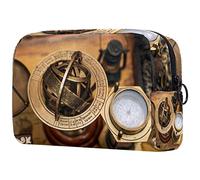 Kulturbeutel Für Unterwegs Messing Armillarsphäre Sonnenuhr Sternzeichen Organizer Tragbare Professionelle Kosmetik Make-Up Tasche Organizer Make-Up Boxen