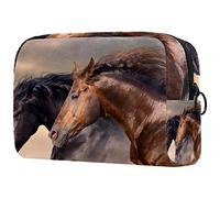 Kulturbeutel Für Unterwegs Pferde, Die Im Sand Laufen Organizer Tragbare Professionelle Kosmetik Make-Up Tasche Organizer Make-Up Boxen