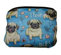 Kulturbeutel I Love Mops Hund 22 x 17 cm Portemonnaie Geldbörse Kosmetiktasche Deko MU K49