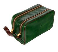 Kulturbeutel Leder Herren - Kosmetikbeutel - Waschtasche für Männer - 100% Echtleder - Hochwertige Kosmetiktasche Mann - Time Resistance Grün