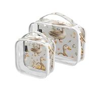 Kulturbeutel mit Blumenkorb, Enten, transparent, PVC, für Reisen, 2 Stück, mehrfarbig, 2er-Pack