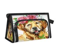 Kulturbeutel mit Blumenmotiv Golden Retriever, für Damen, Herren, Mädchen, Jungen, Hund, multifunktionale Make-up-Tasche, Kosmetik-Organizer, Duschtasche, farbe, M, Taschen-Organizer
