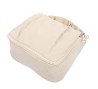 Kulturbeutel mit Henkel und Haken, Große Kosmetiktasche für Reisen | Polyester in Beige, Perlenreißverschluss, für Geschäftsreisen und Pflegeartikel, Leicht zu Tragen