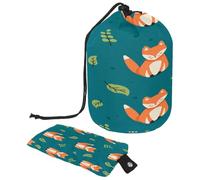 Kulturbeutel mit Kordelzug, Cartoon-Fuchs, Ahornblatt-Muster, tonnenförmige Kulturbeutel, Kosmetiktasche, Reise-Make-up-Organizer-Tasche + kleine Tasche, multi,