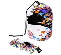 Kulturbeutel mit Kordelzug, rosa bunt, küssendes Mädchen, Blumen, Vögel, Schmetterlinge, Fassform, Kulturbeutel, Kosmetiktasche, Reise-Make-up-Organizer-Tasche + kleine Tasche, multi,