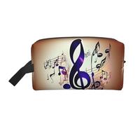 Kulturbeutel mit Musiknoten-Aufdruck, geräumige Kapazität, Kosmetiktasche für Damen, Kulturbeutel für Herren, Violett, weiß, Einheitsgröße