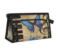 Kulturbeutel mit Musiknoten, Klavier, Schmetterlinge, Reise-Kulturbeutel für Damen, Herren, Mädchen, Jungen, multifunktionale Make-up-Tasche, Kosmetik-Organizer, Duschtasche, farbe, M,